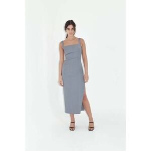 St. Agni Curve Seam Wool Midi Dress Grey Size XL NWT MSRP: $482